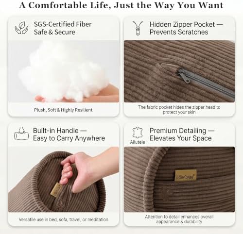 Corduroy Body Pillow for Side Sleepers, Full Body Support Cylinder Bolster - Image 4