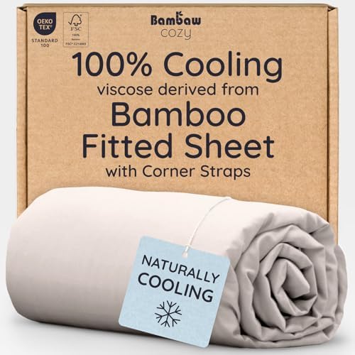 Bambaw 100% Viscose Derived from Bamboo Fitted Sheet Queen Size, Cooling Fitted by Bambaw
