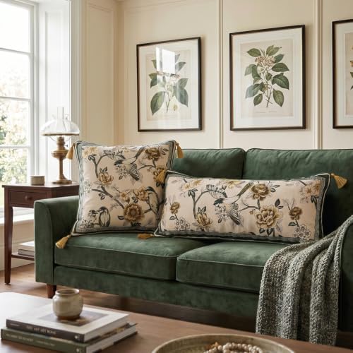 ISAENNE Vintage Linen Rectangle Throw Pillow Cover - Image 3