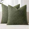 MIULEE Linen Plaid Pillow Covers Decorative 18x18 Dark Olive Green by MIULEE