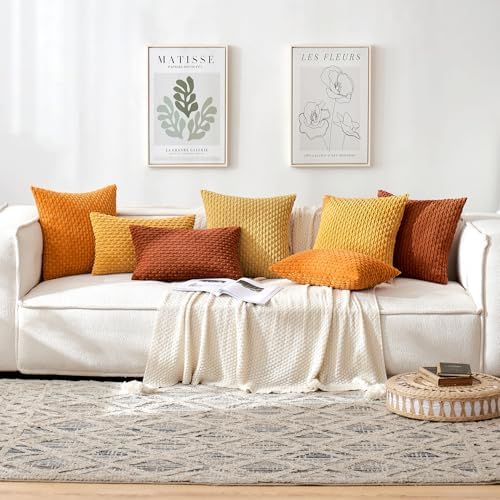 MIULEE Decorative Throw Pillow Covers 16x16 Gold Textured Corduroy - Image 5
