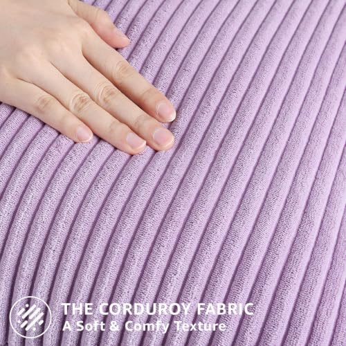 Mecatny Corduroy Decorative Throw Pillow Covers 26x26 Set of 2 Lilac - Image 4