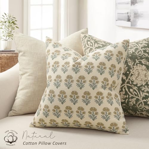 Farmhouse Floral Pillow Covers 22x22 Set of 2, Country Botanical Throw Pillow - Image 2
