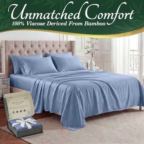 DECOLURE 100% Viscose Derived from Bamboo Sheets King Size, Luxury 6 Pc Set - Image 2