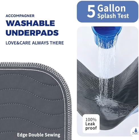 Accompagner Incontinence Bed Pads Washable Waterproof, Ultra-Absorbent Reusable - Image 3