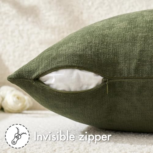 MIULEE Olive Green Chenille Couch Throw Pillow Covers - Image 6