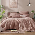 Monbix Full Comforter Set 7 Pieces Dusty Pink Cationic Dyeing Bed in a Bag by Monbix
