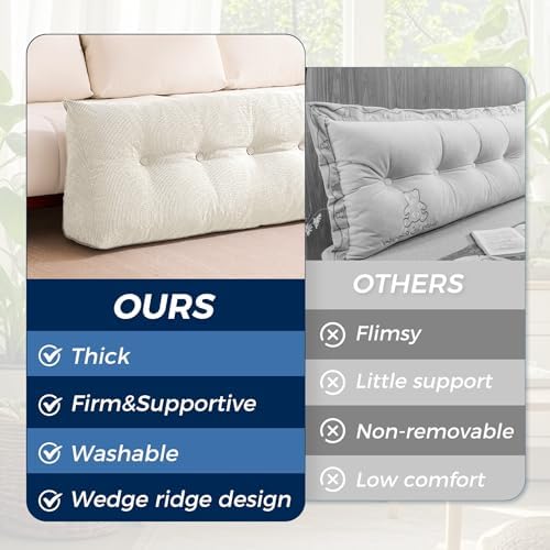 IASEAHK Headboard Pillow King, Wedge Pillow Headboard - Image 4