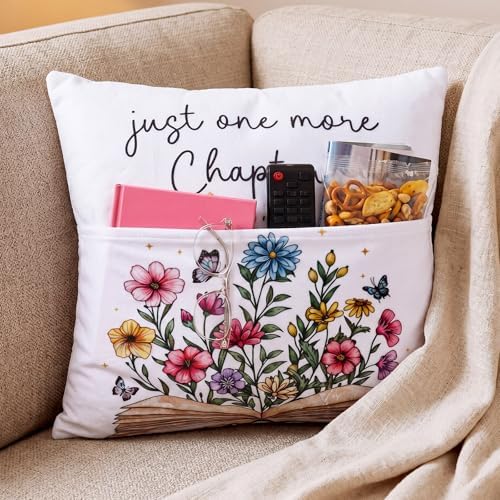 18 x 18 Inch Reading Pocket Pillow Just One More Chapter Pillow - Image 5