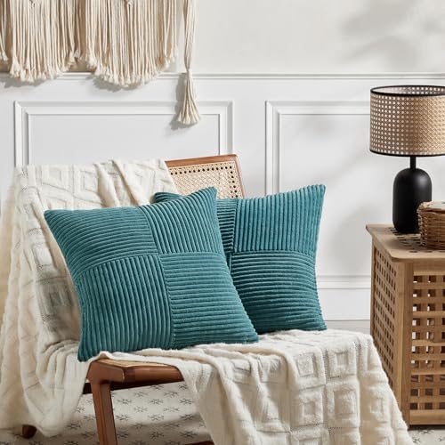 Fancy Homi 2 Packs Teal Big Decorative Throw Pillow Covers 24x24 Inch - Image 7