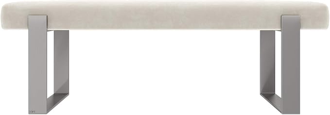 VANT Upholstered Bed Bench - Micro Suede Neutral Sand - Brushed Nickel - Contemporary Modern, Bedroom Bench Seat, Hallway, or Entryway