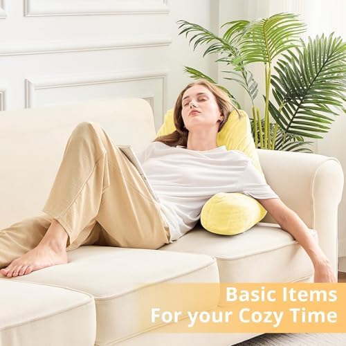 Sasttie Reading Pillow for Bed, Back Pillow for Sitting Up, Light Yellow - Image 6