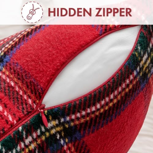 EMEMA Christmas Plaid Pillow Covers 18x18 Set of 2, Tartan Throw Pillow Covers - Image 3