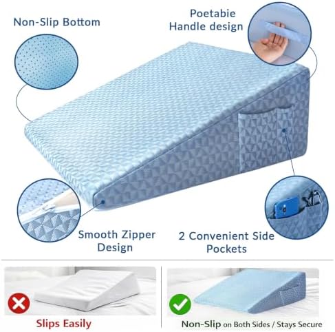 12" Wedge Pillow for Sleeping, Bed Wedge After Surgery, Back Pain Relief - Image 6