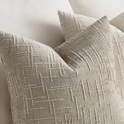 MIULEE Chenille Textured Throw Pillow Covers Light Brown 18x18 Set of 2 - Image 3