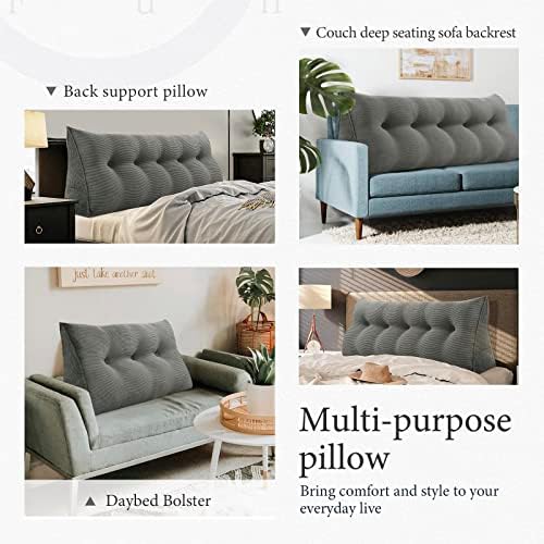 Headboard Pillow Queen, Wedge Pillow Headboard Headrest, Dark Gray - Image 6