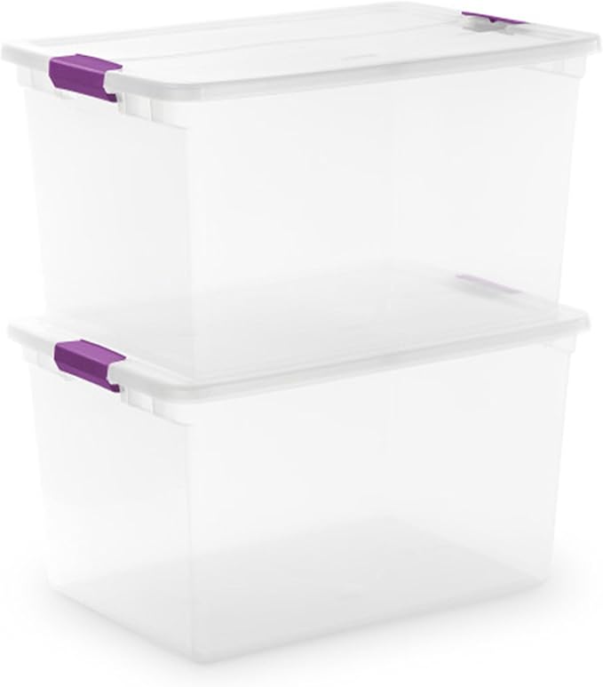 Sterilite 24-Pack 66 Quart ClearView Latch Box, Stackable Organizer Bins with Latching Lids - Clear Plastic Organization Containers for Closet, Bedroom, Shelving Units and Everyday Home Storage