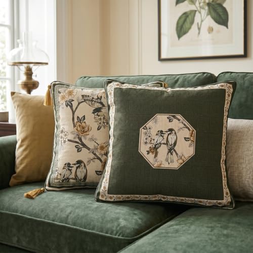 ISAENNE Vintage Elegant Linen Square Throw Pillow Cover - Image 2