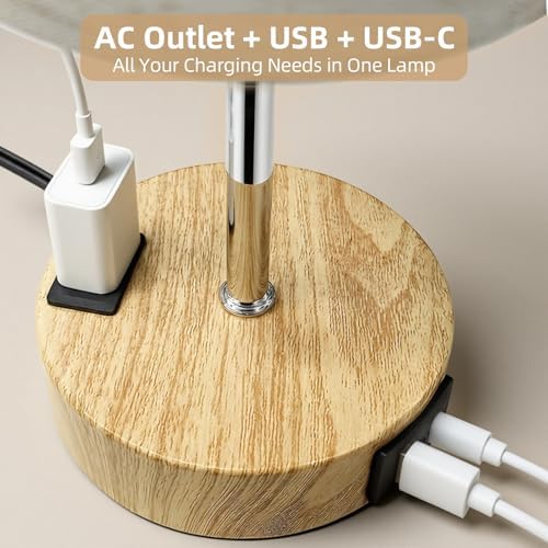 Table Lamp for Bedroom, High-Sensitivity Touch, AC Outlet, USB A+C - Image 2