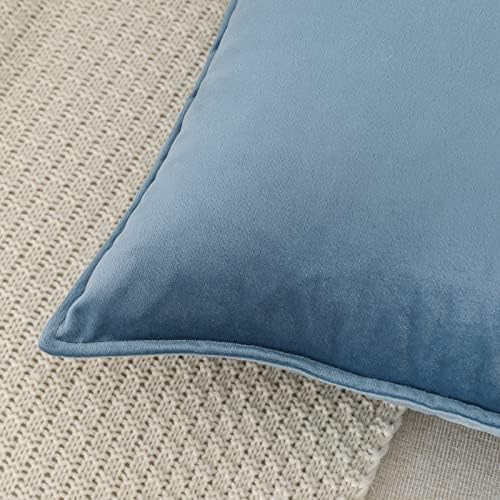 Velvet Stone Blue Throw Pillow Covers 16”x16”Pack of 2 Soft Decorative - Image 4