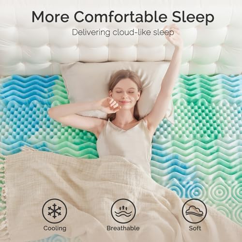 SOOSLEEPY 3 Inch 7-Zone Full Memory Foam Mattress Topper Egg Crate Cooling Gel - Image 2