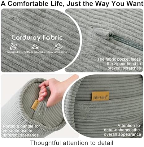 Long Bolster Pillow for Bed – Soft Corduroy Body Pillow for Adults, Ergonomic - Image 4