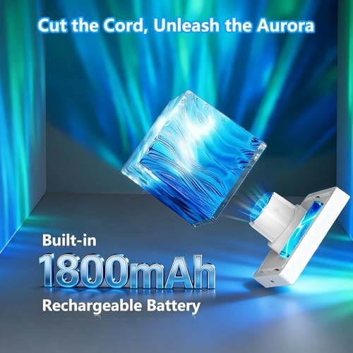 HUMIIEYE Northern Lights Projector, 1800mAh Battery Operated Aurora Night Light Cube, 16 Color, Remote Mood Lighting Galaxy Projector, Trendy Cute Stuff for Kids Teen Girls Gifts Bedroom Room Decor - Image 3
