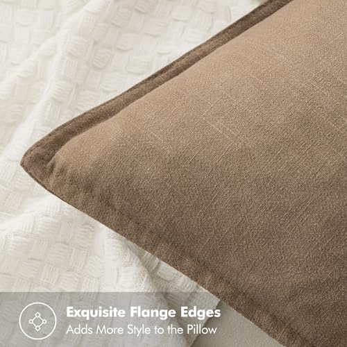 MIULEE Khaki Boho Linen Decorative Pillow Covers 18x18 Inch Pack of 4 - Image 3