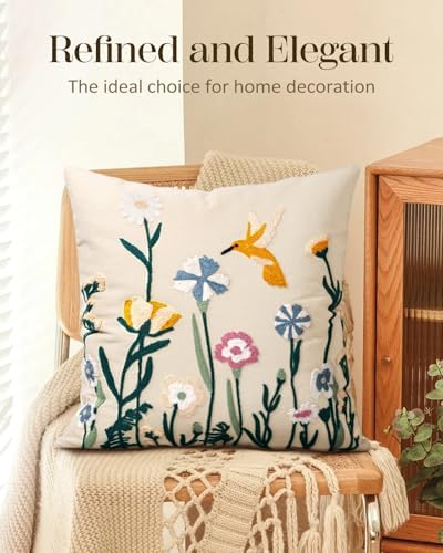 Embroidered Throw Pillow Cover 18x18 Inch - Image 5