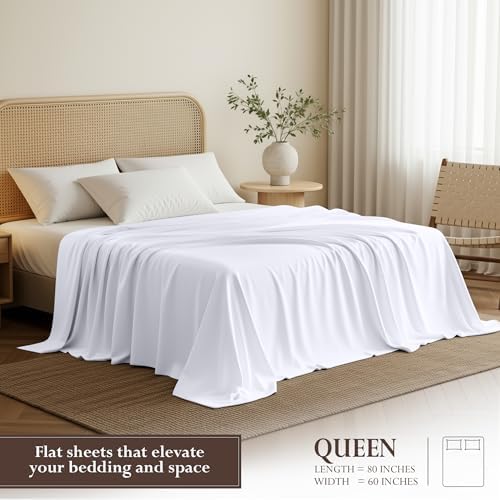 Queen Size Flat Sheet Only Pack of 6, Ultra Soft Hotel Sheets - Image 2
