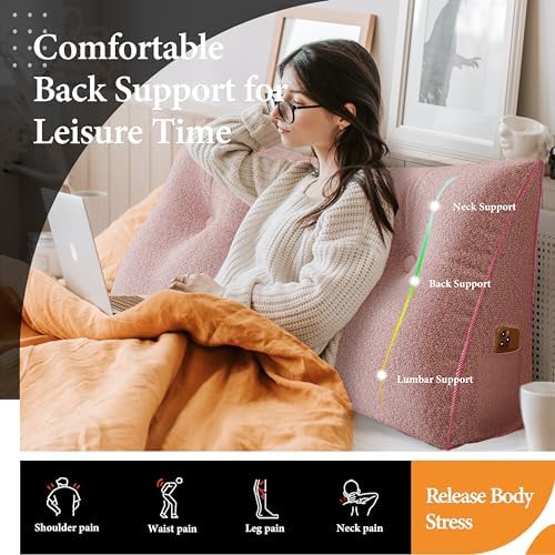 Triangle Reading Pillow Queen Size XXL Wedge Headboard Extra Large Back Support - Image 2