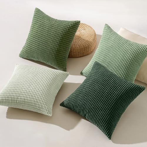 MIULEE Boho Decorative Pillow Covers 18x18 Inch Set of 4 Forest Green - Image 4