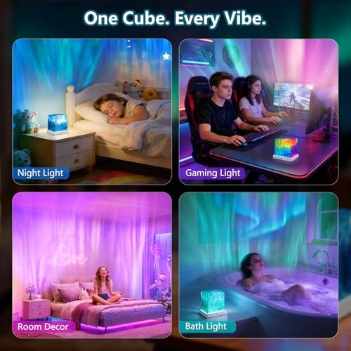 HUMIIEYE Northern Lights Projector, 1800mAh Battery Operated Aurora Night Light Cube, 16 Color, Remote Mood Lighting Galaxy Projector, Trendy Cute Stuff for Kids Teen Girls Gifts Bedroom Room Decor - Image 6