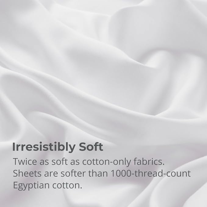 Cariloha Aloha Soft 4-Piece Sheet Set | White | King | Made from 100% Viscose derived from Bamboo | Introductory Sheet Line
