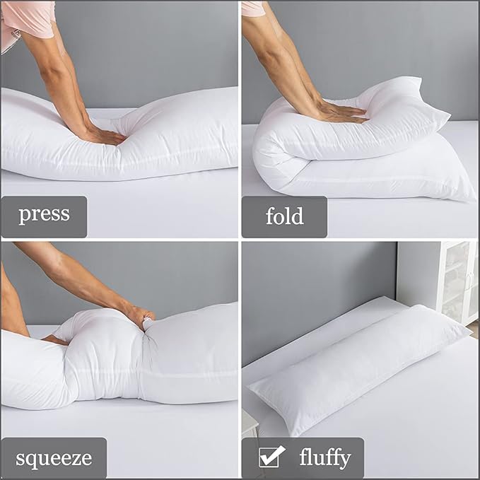 ELNIDO QUEEN Body Pillow with Pillowcase - Soft Long Bed Pillow for Adults - Breathable Full Body Pillow Insert for Sleeping, 20x54inches - Sage Green