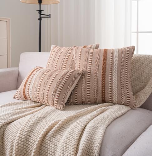 Cethom Boho Throw Pillow Covers 20x20 Inch Set of 2, Farmhouse Decorative Couch - Image 4