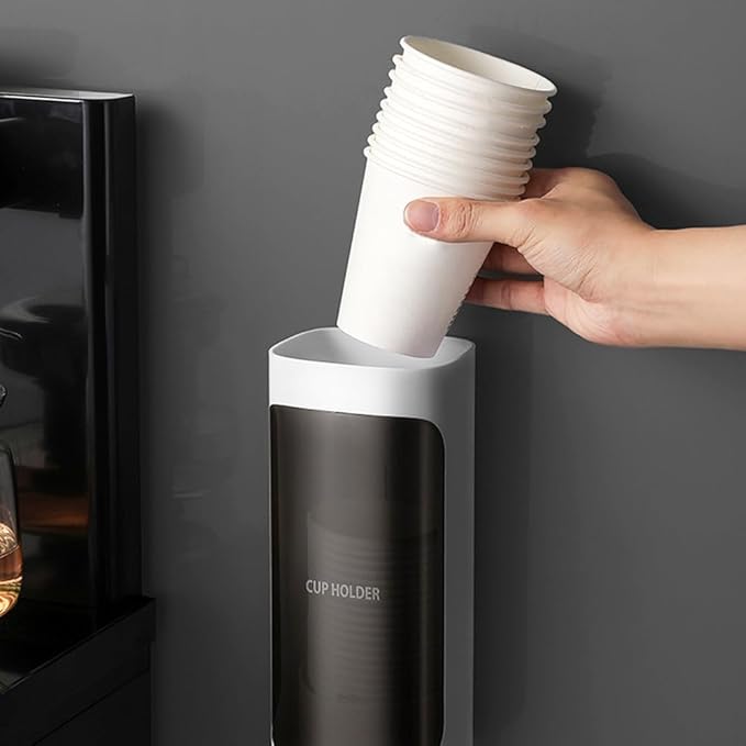 Cup Dispenser Wall Mounted, Bathroom Cup Dispenser Holder for 3oz-9.5oz Disposable Paper and Plastic Cups, Water Cooler Cup Dispenser with Adhesive Plate (Single Green, 1 Pcs)