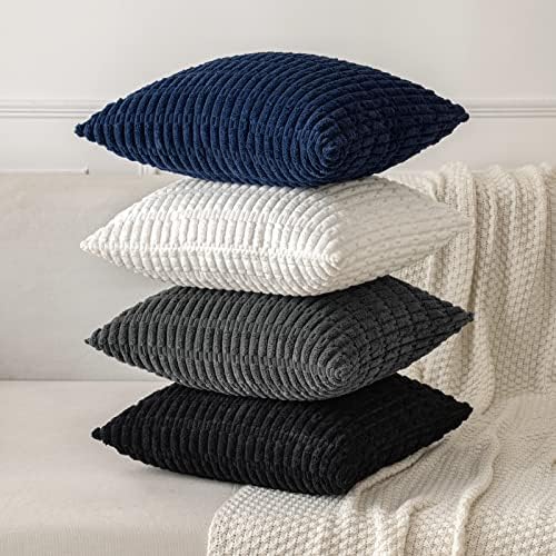 MIULEE Corduroy Decorative Throw Pillow Covers 20x20 Black Pack of 2 - Image 4