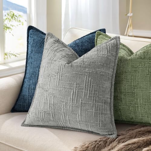 decorUhome Chenille Throw Pillow Covers 22x22 Set of 2, Sage Green - Image 7