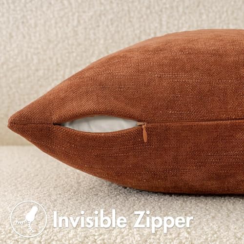 MIULEE Textured Chenille Fall Throw Pillow Covers 20x20 Inch Burnt Orange - Image 6