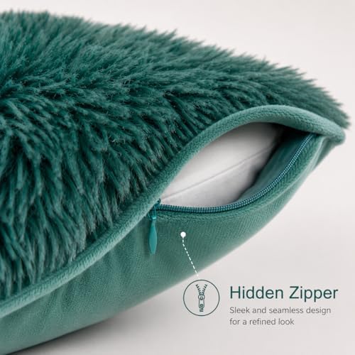 REAFORT Long Hair Faux Fur Euro Sham Cover 26"x26" Hidden Zipper - Image 4