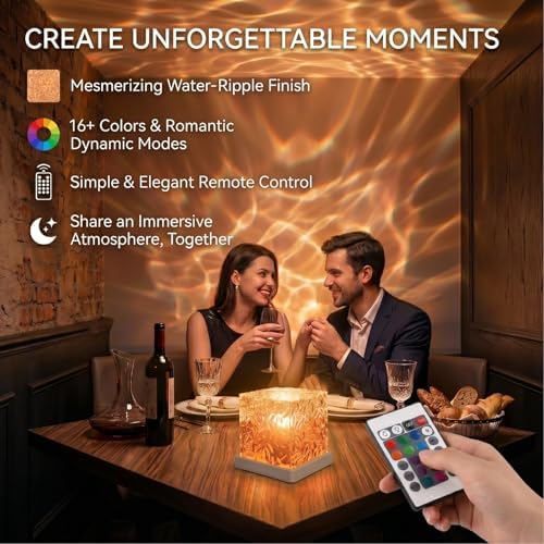 Rechargeable Ocean Wave Projector Light, 16 Color Changeable & Dimmable Shower Lamp with Remote, Cube Mood Ambient Lighting, Ocean Room Decor, Cordless Night Light for Bathroom, Room Decor - Image 6