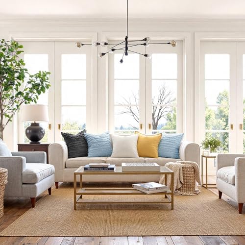 MIULEE Boho Linen Striped Throw Pillow Covers 20x20, Light Blue - Image 2