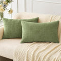 MIULEE Soft Chenille Lumbar Throw Pillow Covers Sage Green 14x24 Pack of 2 by MIULEE
