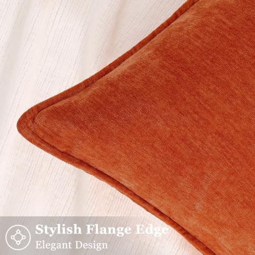 decorUhome Chenille Rust Velvet Throw Pillow Covers 18x18 Set of 2 - Image 3