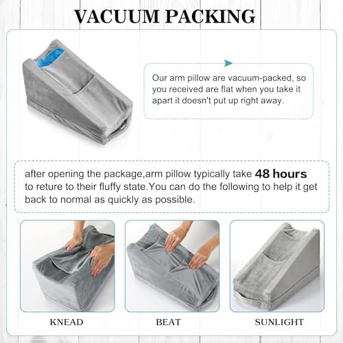 Buryeah Gray Arm Elevation Pillow 2 Pocket, Plush Material - Image 3