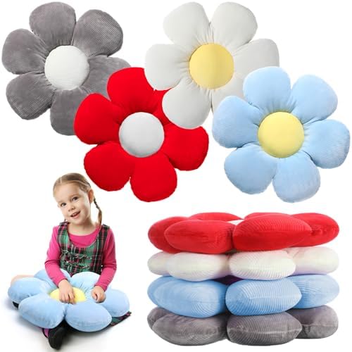 Reginary 4 Pcs Flower Floor Pillow Cushion Kids by Reginary