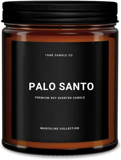 1OAK Scented Candles for Men - Palo Santo Candle - Mens Candles for Home - Masculine Candle - Long Burning Premium - Soy Wax (7oz.)