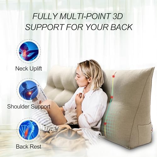WOWMAX Bed Wedge Headboard Pillow Twin Reading Pillow - Image 2