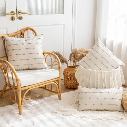 YEENAASY Boho Throw Pillow Covers 18x18 Set of 2 Farmhouse Pillow Cases - Image 4